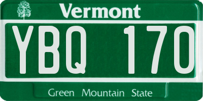 VT license plate YBQ170