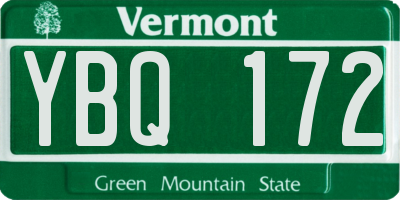 VT license plate YBQ172