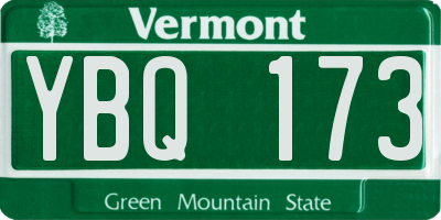 VT license plate YBQ173