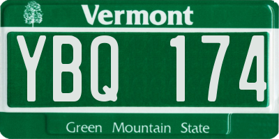 VT license plate YBQ174