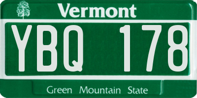 VT license plate YBQ178