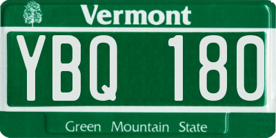 VT license plate YBQ180
