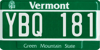 VT license plate YBQ181