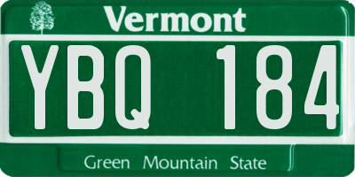VT license plate YBQ184