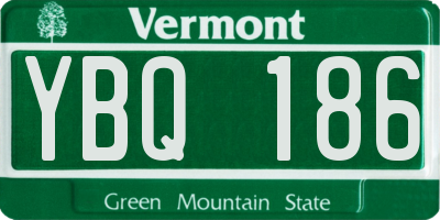 VT license plate YBQ186