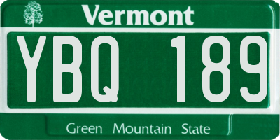 VT license plate YBQ189