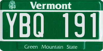 VT license plate YBQ191