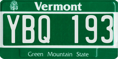 VT license plate YBQ193