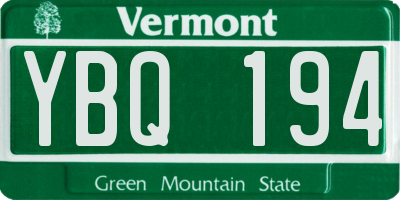 VT license plate YBQ194