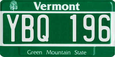 VT license plate YBQ196