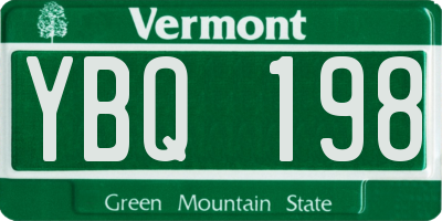 VT license plate YBQ198