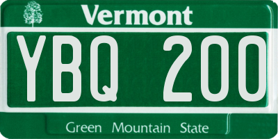 VT license plate YBQ200