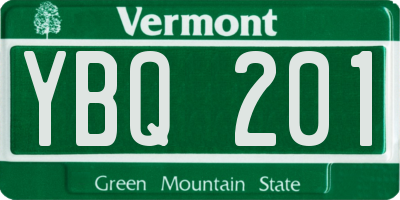 VT license plate YBQ201