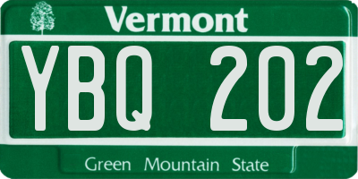 VT license plate YBQ202