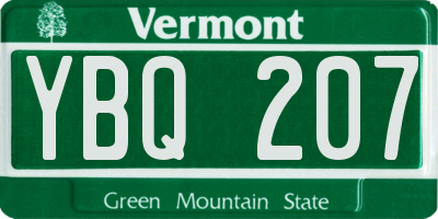 VT license plate YBQ207