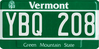 VT license plate YBQ208