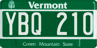 VT license plate YBQ210