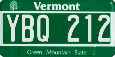 VT license plate YBQ212