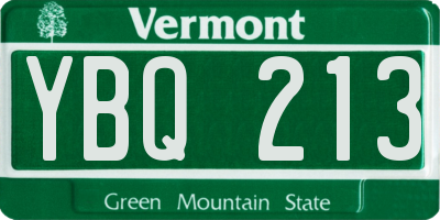 VT license plate YBQ213