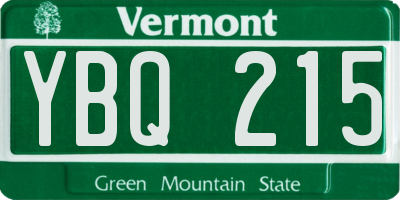VT license plate YBQ215