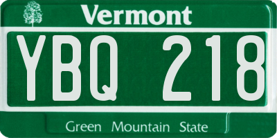 VT license plate YBQ218