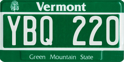 VT license plate YBQ220