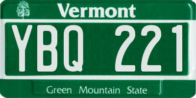 VT license plate YBQ221