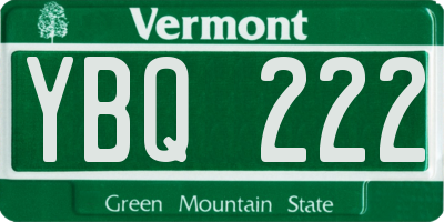 VT license plate YBQ222
