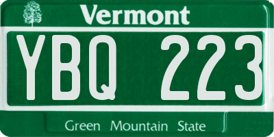 VT license plate YBQ223