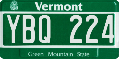 VT license plate YBQ224