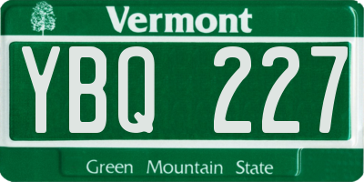 VT license plate YBQ227