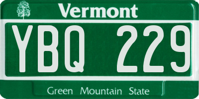 VT license plate YBQ229