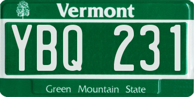 VT license plate YBQ231