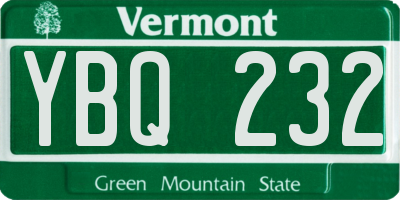 VT license plate YBQ232