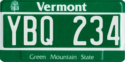 VT license plate YBQ234