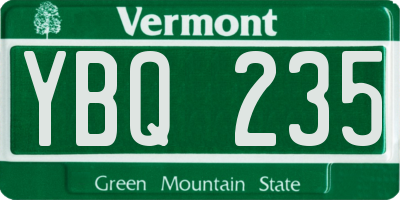 VT license plate YBQ235