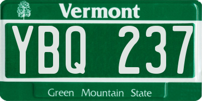 VT license plate YBQ237