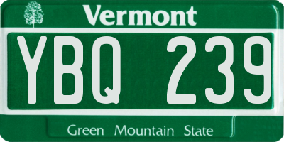 VT license plate YBQ239