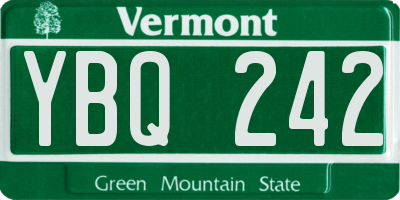 VT license plate YBQ242