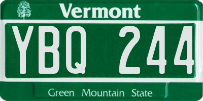 VT license plate YBQ244