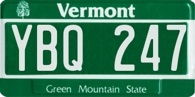 VT license plate YBQ247