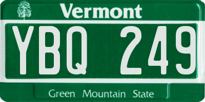 VT license plate YBQ249