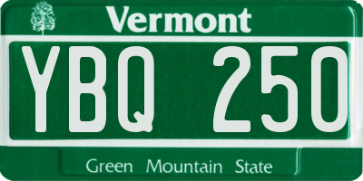 VT license plate YBQ250