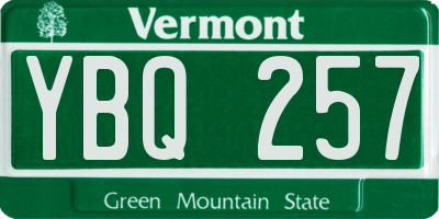 VT license plate YBQ257