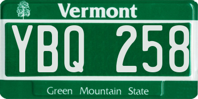 VT license plate YBQ258
