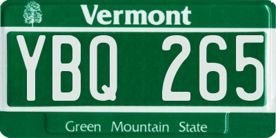 VT license plate YBQ265