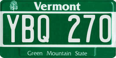 VT license plate YBQ270