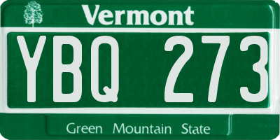 VT license plate YBQ273