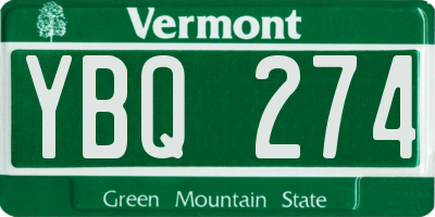VT license plate YBQ274