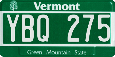 VT license plate YBQ275